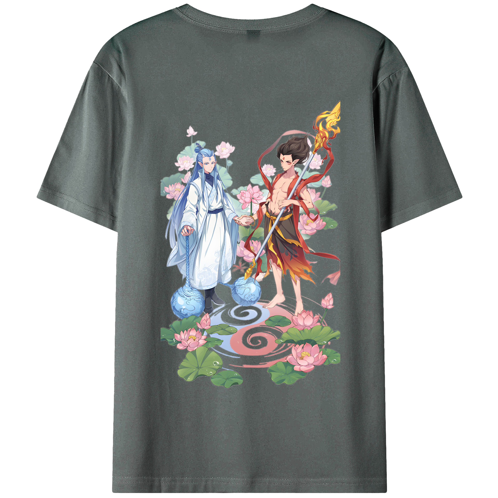 （画像用） Ne Zha 2 ナタ 魔童の大暴れ 綿100％半袖Tシャツ（背面プリント）